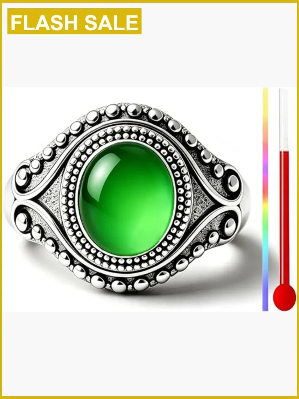 Vintage Evil Eye Mood Ring S925 Sterling Silver Color Changing Stone